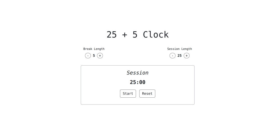 Screenshot of the 25 + 5 Clock.