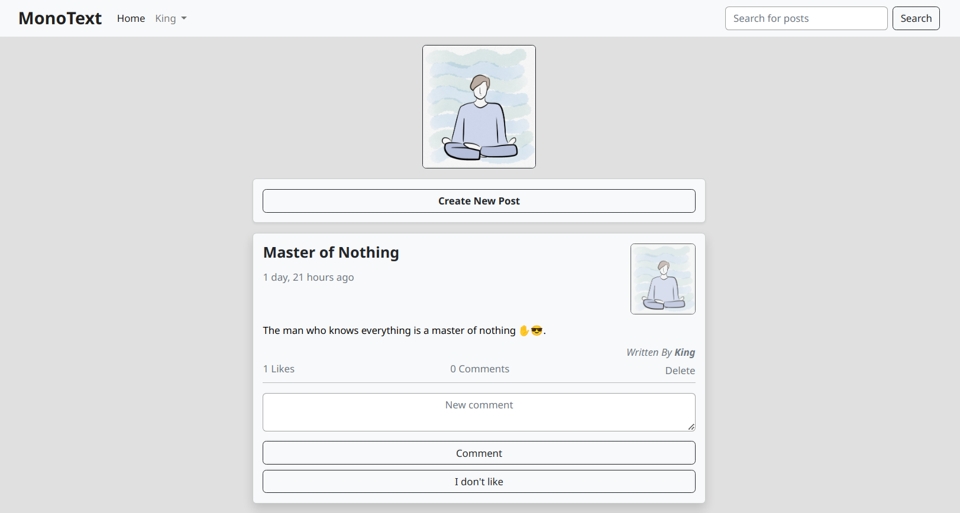 Screenshot of the MonoText's home page.
