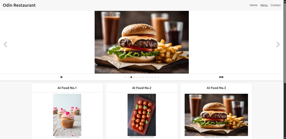 Screenshot of the Odin Restaurant Page.