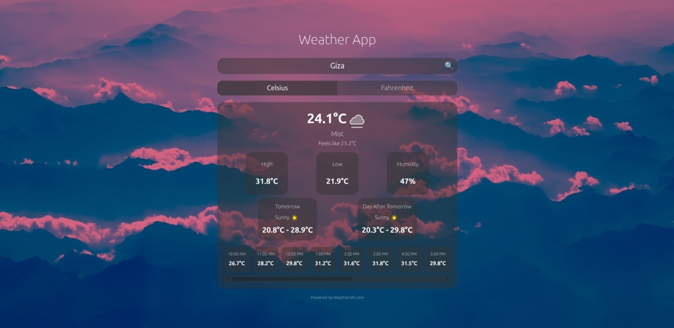 Screenshot of the Weather App.